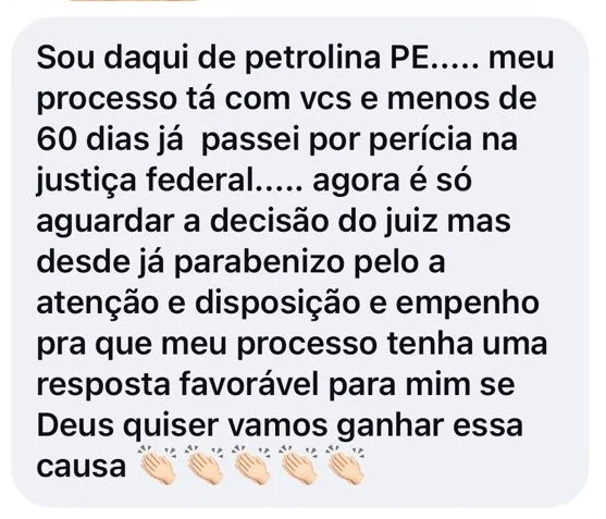 Depoimento de cliente satisfeito recebido através do Instagram da MO Advogados